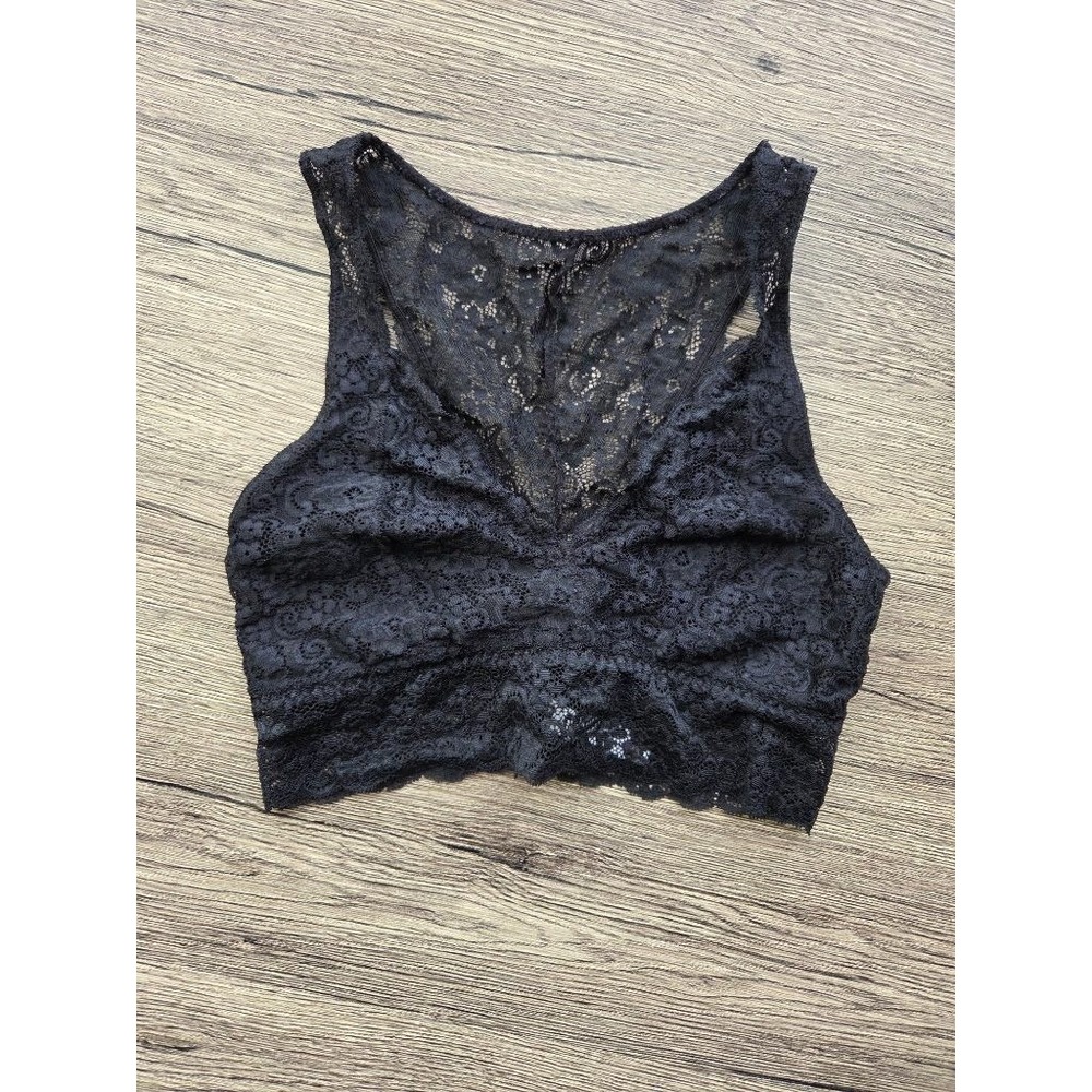 Soma Black Lace Racerback Bralette Small Whimsigoth Coquette Y2K Scalloped Trim